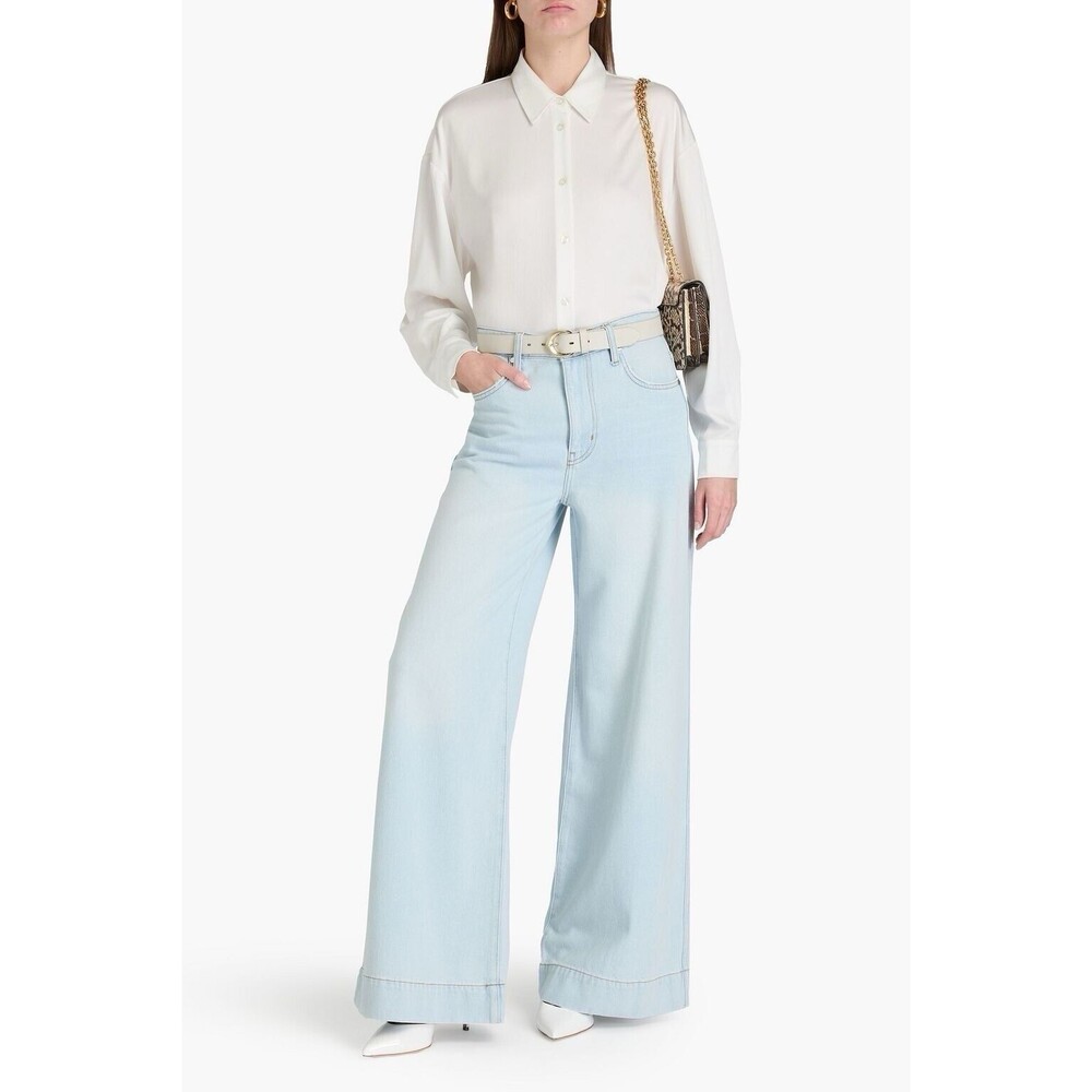$285 10 Crosby Derek Lam Designer Coralie High-Rise Wide Leg Jeans Light Blue 26